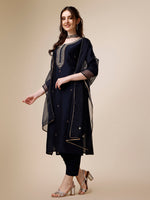 Thumbnail for Embroidered Kurta With Pant And Dupatta Set, Multicolor - Hiral Fashion - Distacart