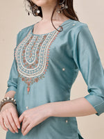 Thumbnail for Embroidered Kurta With Pant And Dupatta Set, Multicolor - Hiral Fashion - Distacart
