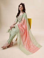 Thumbnail for Embroidered Kurta With Pant And Dupatta Set, Multicolor - Hiral Fashion - Distacart