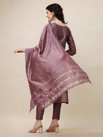 Thumbnail for Embroidered Lavender Kurta With Pant And Dupatta Set, Multicolor - Hiral Fashion - Distacart