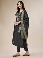 Thumbnail for Embroidered Kurta With Pant And Dupatta Set, Multicolor - Hiral Fashion - Distacart