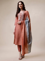 Thumbnail for Hand Embroidered Kurta With Pant And Dupatta Set, Multicolor - Hiral Fashion - Distacart
