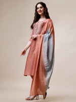 Thumbnail for Hand Embroidered Kurta With Pant And Dupatta Set, Multicolor - Hiral Fashion - Distacart