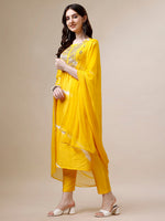 Thumbnail for Embroidered And Leheriya Printed Kurta With Pant And Dupatta Set, Multicolor - Hiral Fashion - Distacart