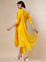 Thumbnail for Embroidered And Leheriya Printed Kurta With Pant And Dupatta Set, Multicolor - Hiral Fashion - Distacart