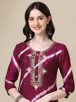 Thumbnail for Leheriya Printed & Hand Embroidered Kurta With Pant & Dupatta Set, Multicolor - Hiral Fashion - Distacart