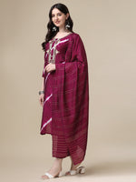 Thumbnail for Leheriya Printed & Hand Embroidered Kurta With Pant & Dupatta Set, Multicolor - Hiral Fashion - Distacart