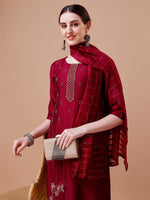 Thumbnail for Placement Hand Embroidered Kurta With Pant & Dupatta Set, Multicolor - Hiral Fashion - Distacart