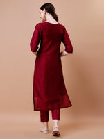 Thumbnail for Placement Hand Embroidered Kurta With Pant & Dupatta Set, Multicolor - Hiral Fashion - Distacart
