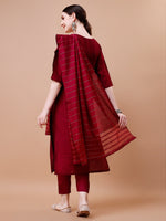 Thumbnail for Placement Hand Embroidered Kurta With Pant & Dupatta Set, Multicolor - Hiral Fashion - Distacart
