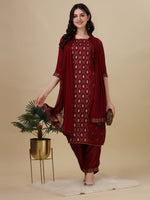 Thumbnail for Foil Printed Kurta With Pant And Dupatta Set, Multicolor - Hiral Fashion - Distacart