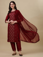 Thumbnail for Foil Printed Kurta With Pant And Dupatta Set, Multicolor - Hiral Fashion - Distacart