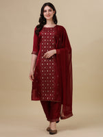 Thumbnail for Foil Printed Kurta With Pant And Dupatta Set, Multicolor - Hiral Fashion - Distacart