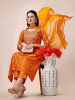 Thumbnail for Bandhani Printed & Embroidered Kurta With Pant & Dupatta Set, Multicolor - Hiral Fashion - Distacart