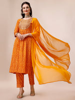 Thumbnail for Bandhani Printed & Embroidered Kurta With Pant & Dupatta Set, Multicolor - Hiral Fashion - Distacart