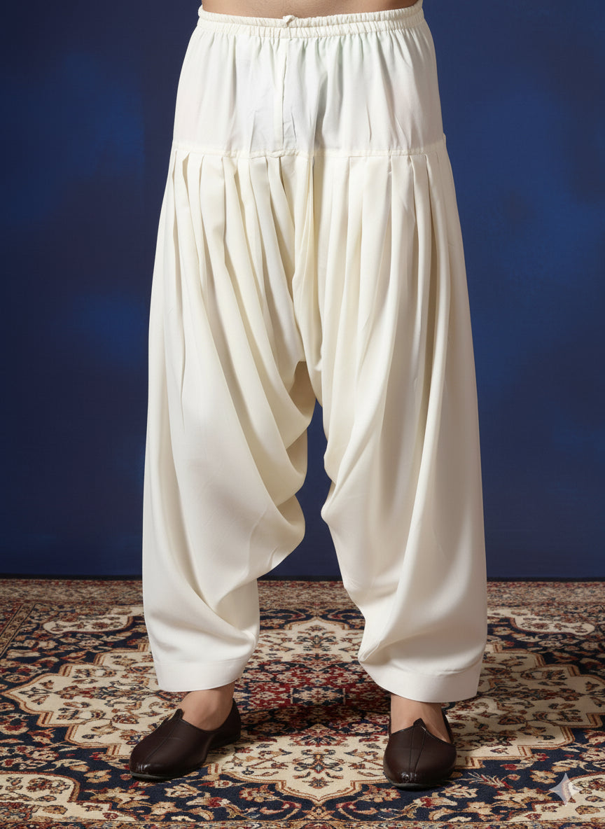 Zavaya Cream Plain Cotton Patiala - Dista