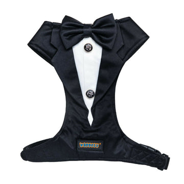 Waggety Tuxedo Dog Harness - Stylish Black & White Design, Adjustable Fit, Durable Fabric, Elegant Pet Harness for Dogs - Dista
