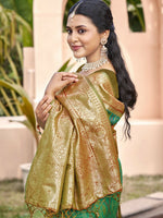 Thumbnail for Shree Shyam Fashion Rama Green Pochampally Silk Saree - Distacart
