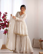 Thumbnail for Teeya Creation White Color Mal Chanderi Silk Mirror Work And Hand Work Sharara set