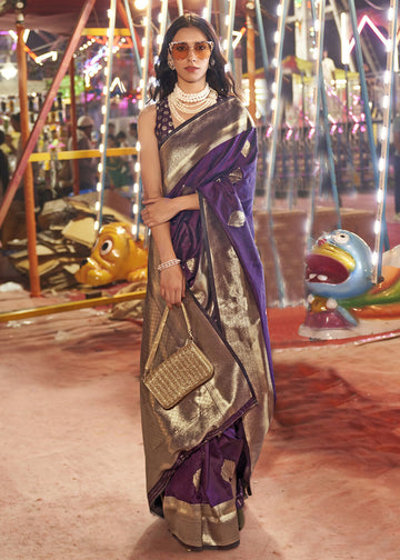 Beautiful Wine Handloom Weaving Silk Saree - Emponline - Distacart