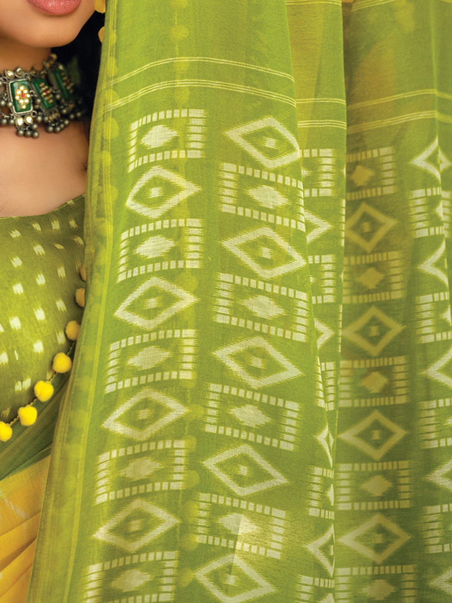 NOZ2TOZ Women's Cotton Blend Yellow Printed Designer Saree With Blouse Piece - Distacart