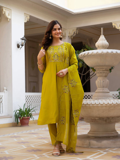 Pramukh Fab Mustard Color Viscose Mango Silk Kurta Set - Distacart