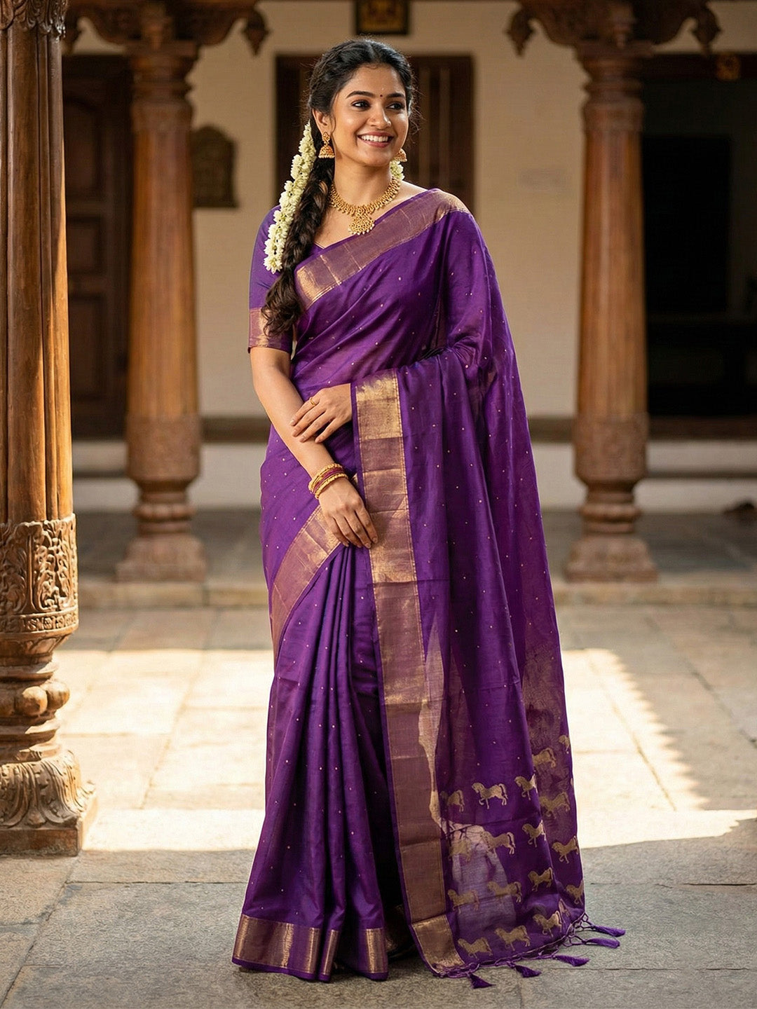 Anaita Purple Silk Saree With Blouse Piece - Distacart