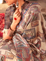 Thumbnail for NOZ2TOZ Women's Silk Blend Beige Printed Designer Saree With Blouse Piece - Distacart