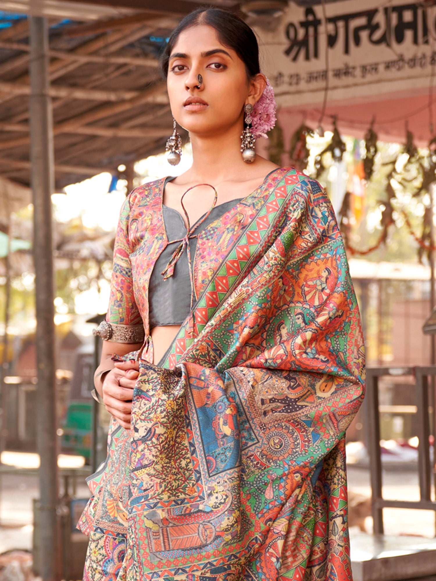 NOZ2TOZ Women's Silk Blend Beige Printed Designer Saree With Blouse Piece - Distacart