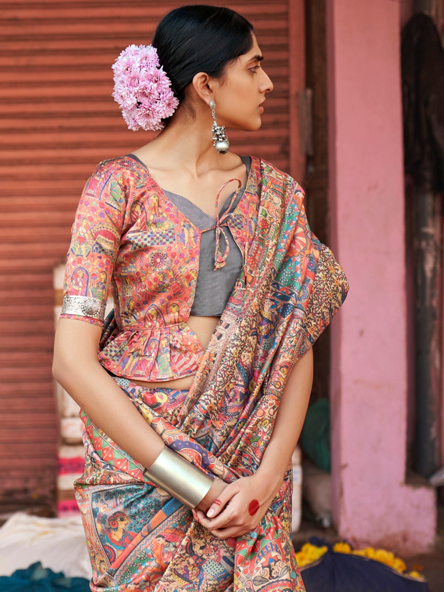 NOZ2TOZ Women's Silk Blend Beige Printed Designer Saree With Blouse Piece - Distacart