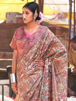 Thumbnail for NOZ2TOZ Women's Silk Blend Beige Printed Designer Saree With Blouse Piece - Distacart