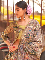 Thumbnail for NOZ2TOZ Women's Silk Blend Beige Printed Designer Saree With Blouse Piece - Distacart