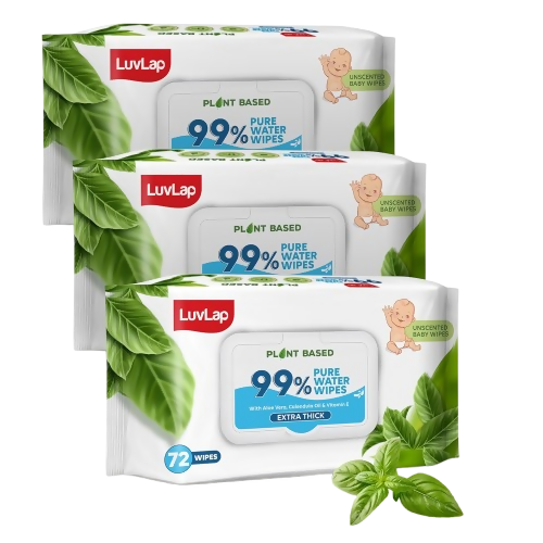 LuvLap Plant Based 99% Pure Water Extra Thick Unscented Baby Wipes - Distacart