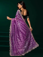 Thumbnail for Joban Fashion Lavender Net Party Wear Sarees - Distacart