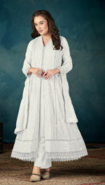 Thumbnail for Anaita White Heavy Faux Georgette Stitched Suit with Embroidered Sequence Work - Distacart