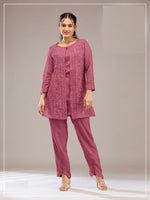 Thumbnail for Teeya Creation Pink Color Faux Georgette Party Wear Designer Co Ord Set - Dista