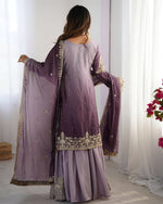 Thumbnail for Joban Fashion Lavender Palazzo Chinon silk Coding Dori with Sequence with Rivet Moti
