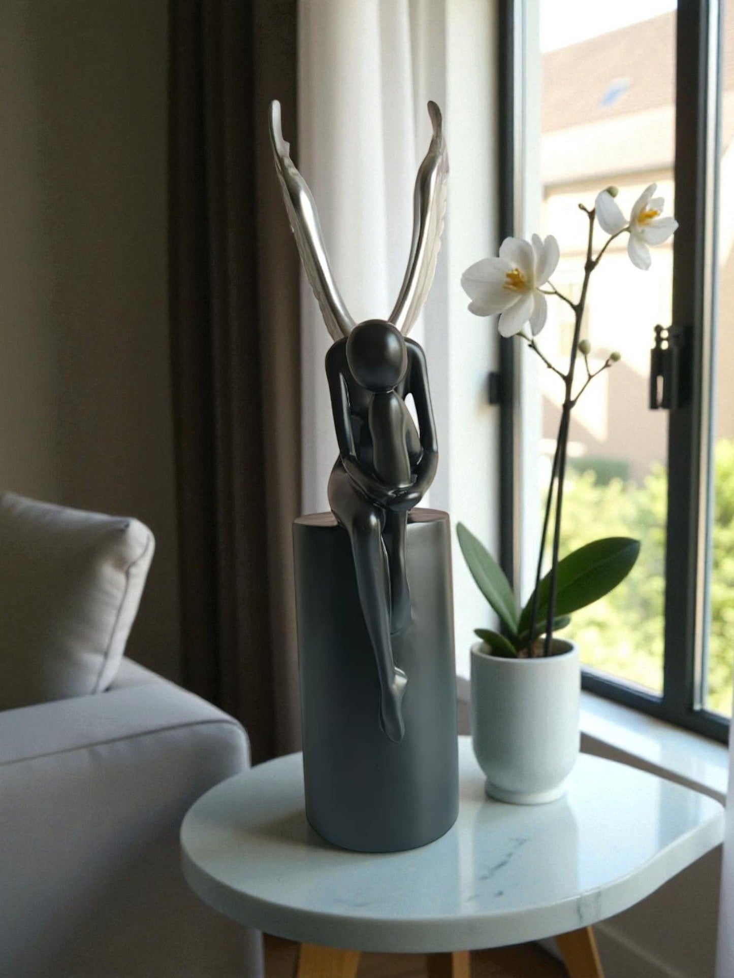 Sun Mun Decors Black & Silver Lady with Wings