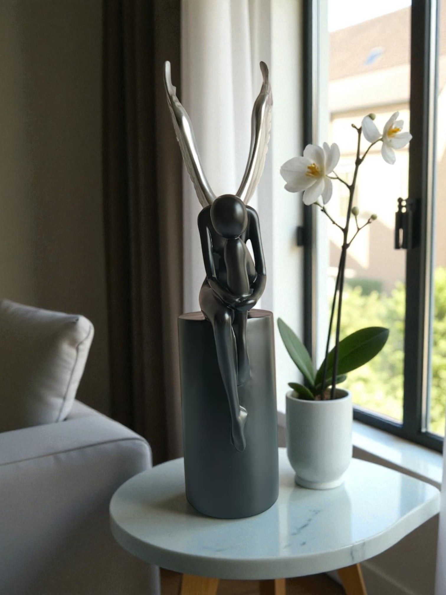 Sun Mun Decors Black & Silver Lady with Wings
