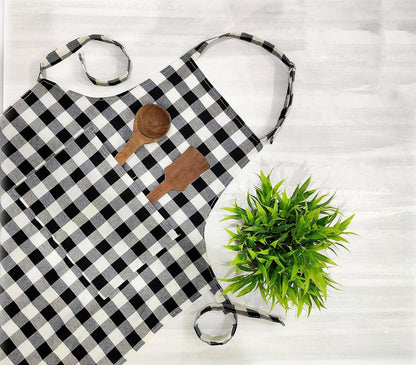 Glun Waterproof Unisex Kitchen Checkered Design Apron-Multicolour (Pack Of 2) - Dista