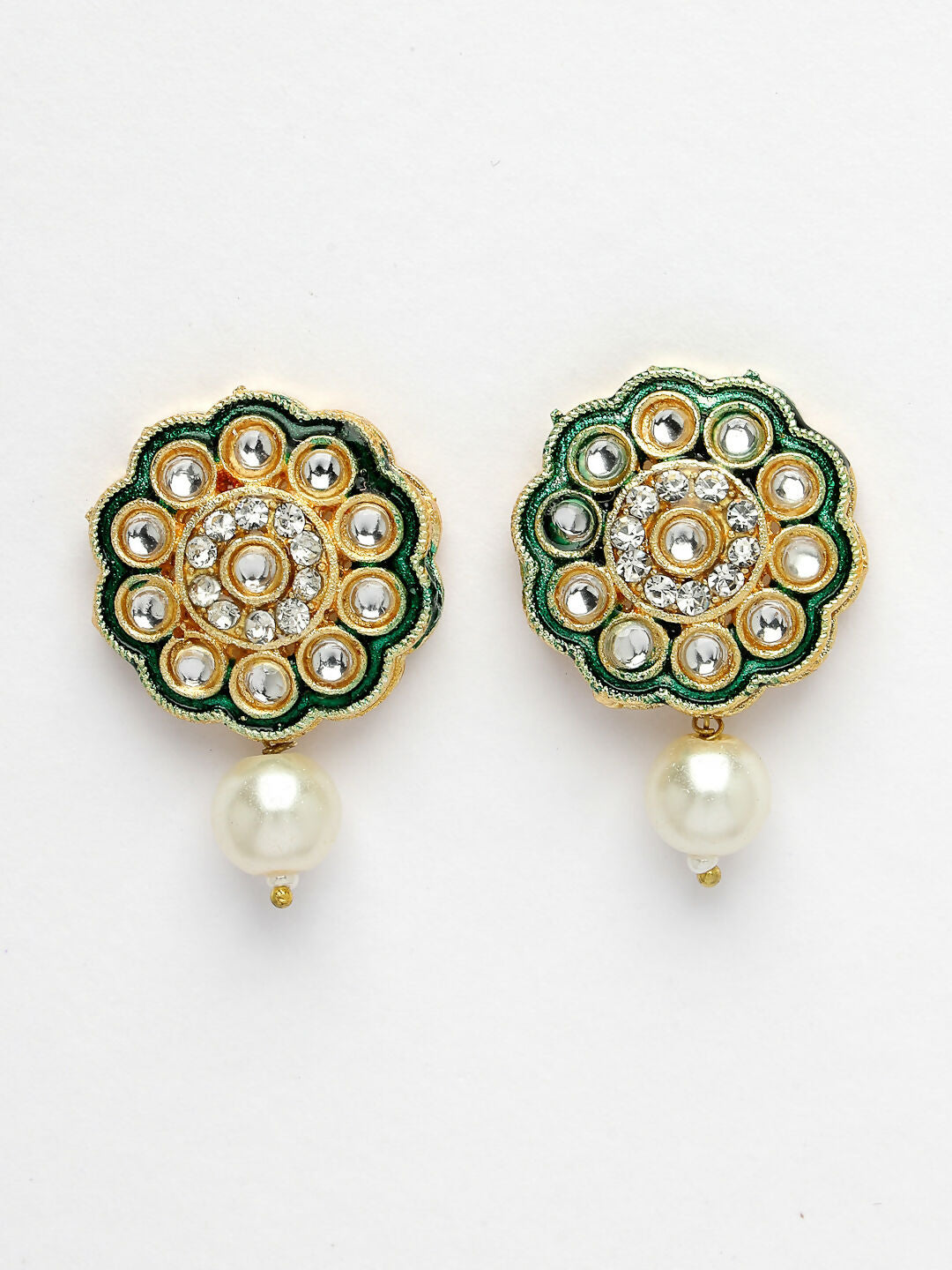 NVR Women's White & Gold-Plated Kundan & Pearl Jewellery Set - Distacart