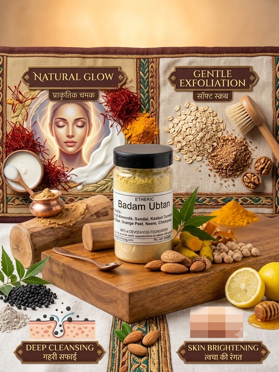 Etheric Badam Ubtan | Ayurvedic Almond Ubtan for Glowing, Radiant & Naturally Bright Skin Face Pack - Dista