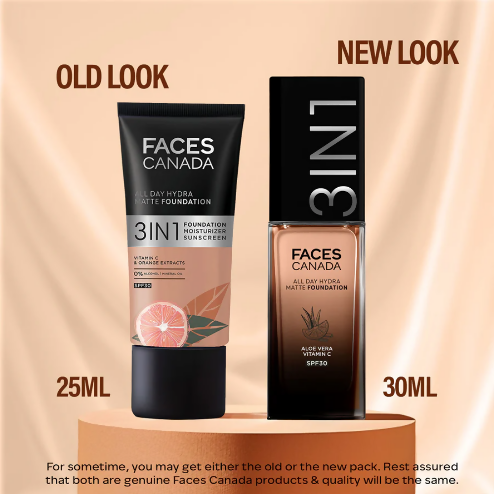 Faces Canada All Day Hydra Matte 3 in 1 Foundation - Caramel Natural 023 - Distacart