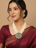 Thumbnail for NVR Women Gold Plated White Kundan Jewellery Set - Distacart