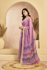 Thumbnail for Vastranavya Onion Pink Digital Printed Linen Ready To Wear Pocket Saree with Unstitched Blouse - Distacart