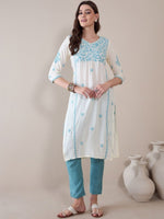 Thumbnail for Anouk Floral Embroidered Thread Work Straight Kurta