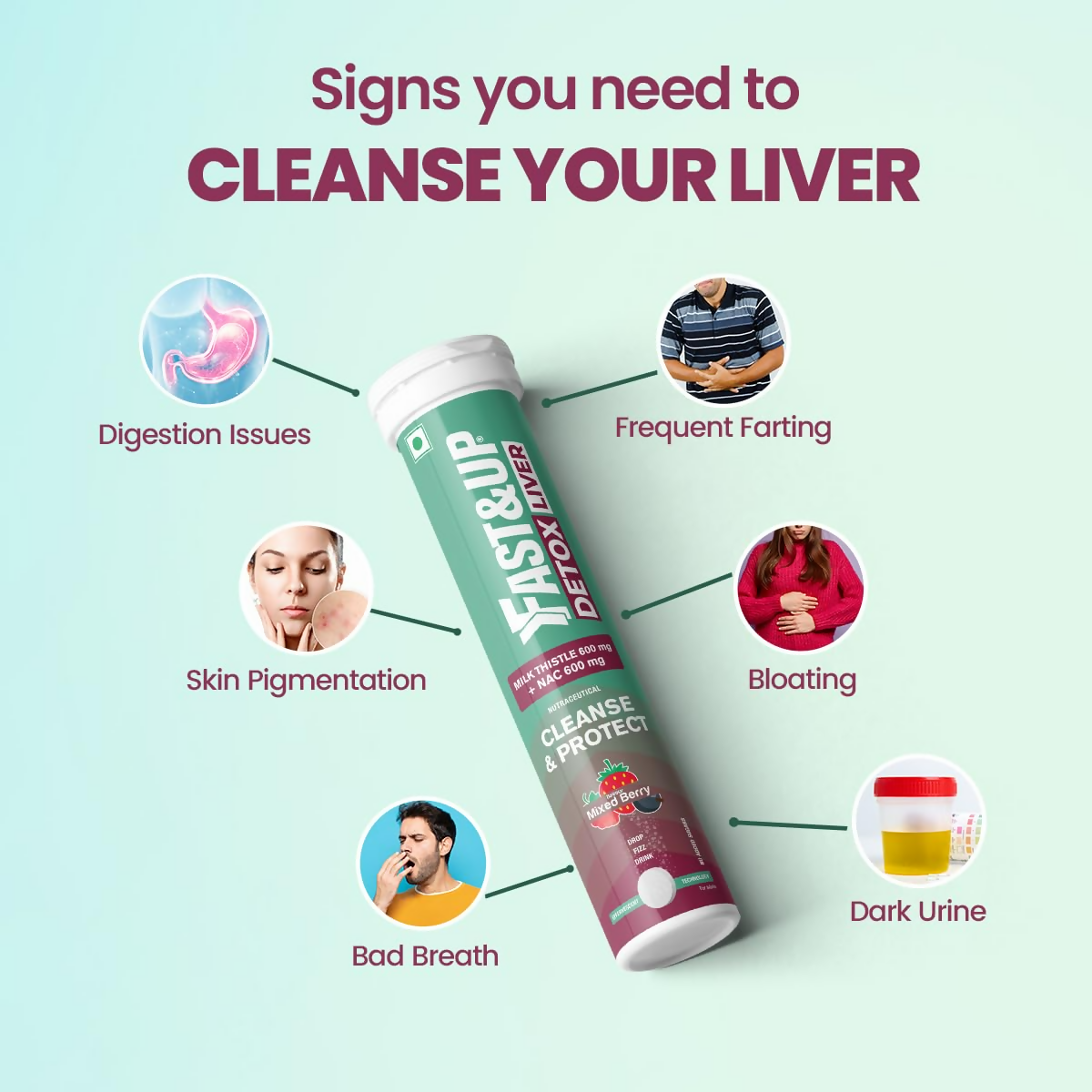 Fast&Up Liver Detox - Daily Liver Cleanser Drink Milk Thistle + NAC Tablets