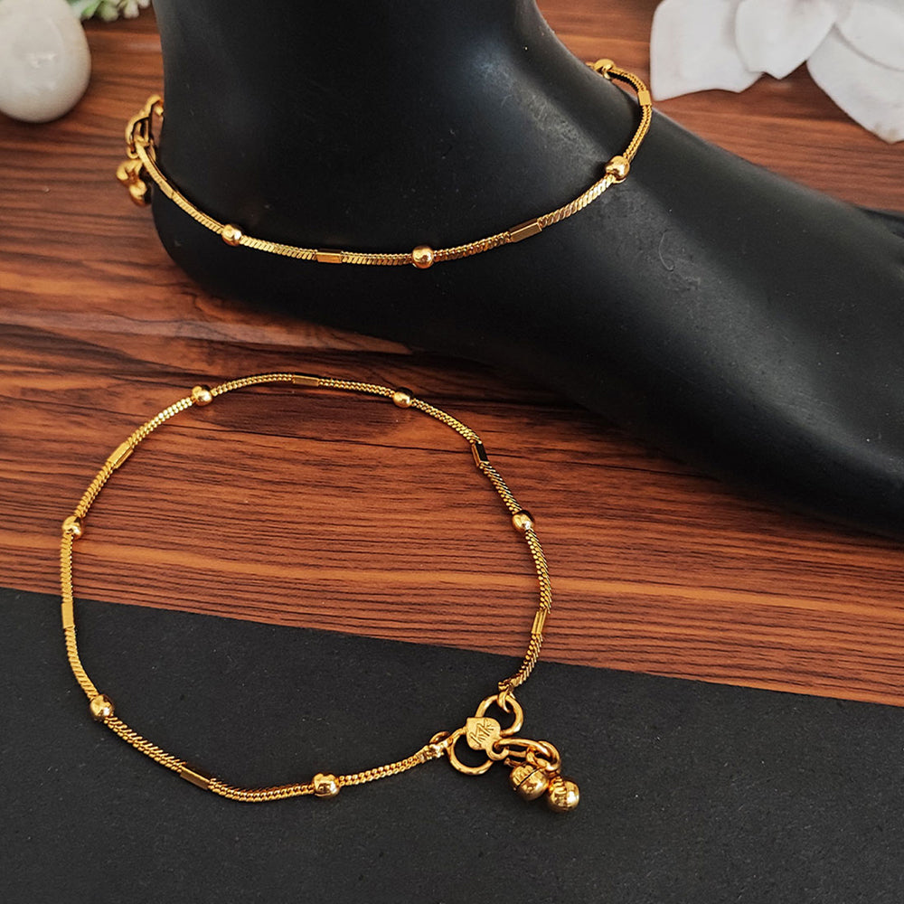 JS Fashion Indian Traditional Wear High Gold Polish Antique Jewellery Fancy Design Payal Set for Women & Girls