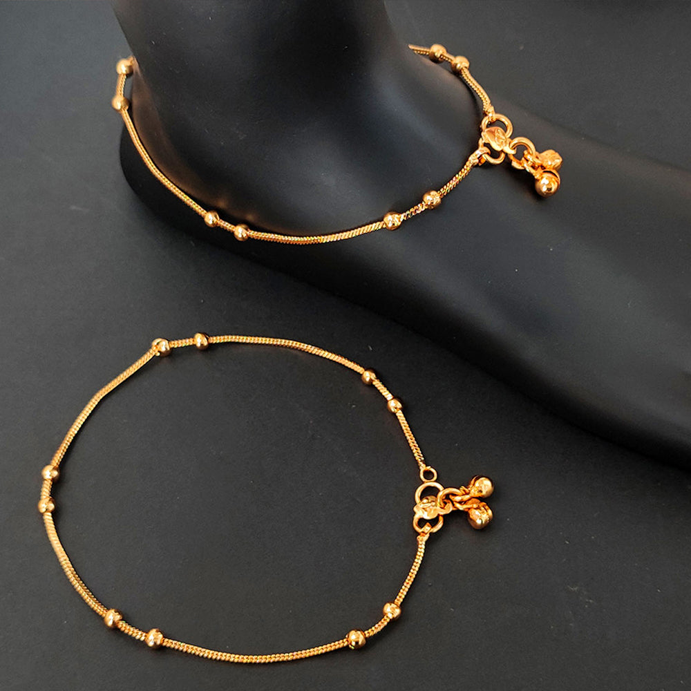 JS Fashion High Gold Simple Beaded Payal for Women & Girls