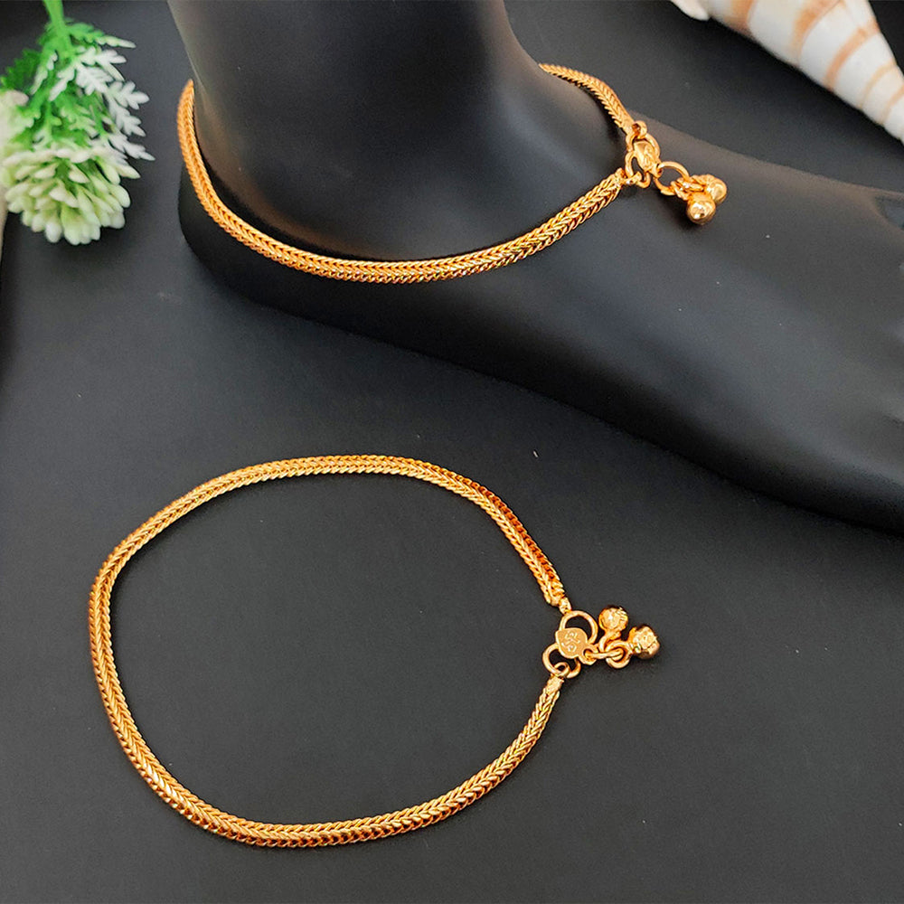 JS Fashion High Gold Traditional Chain Pattern Payal for Women & Girls